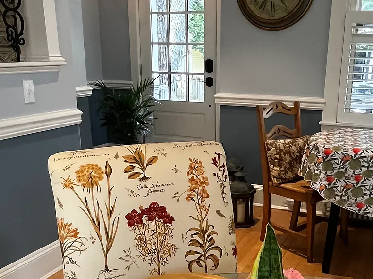 Dining room and entry door.