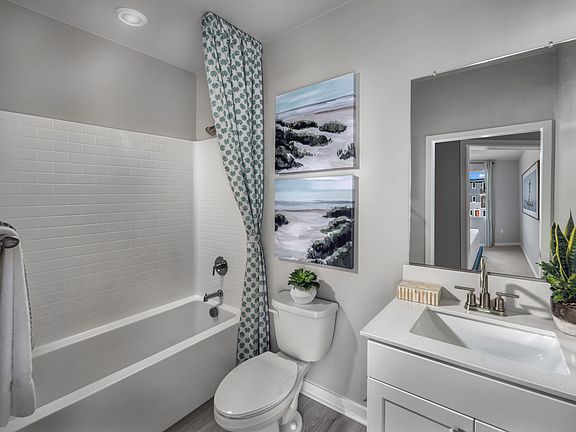 Bathroom in the 2135 floorplan at a Meritage Homes community in San Pedro, CA.