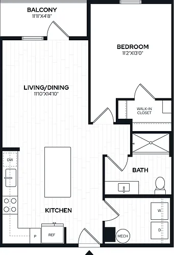Floor plan 1 Bed/1 Bath-A1