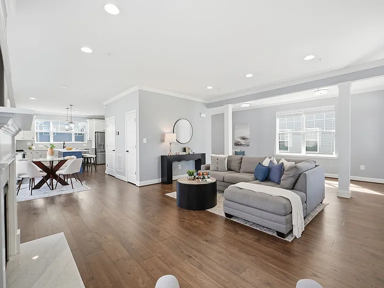 Beautiful and spacious living room with gas fireplace.