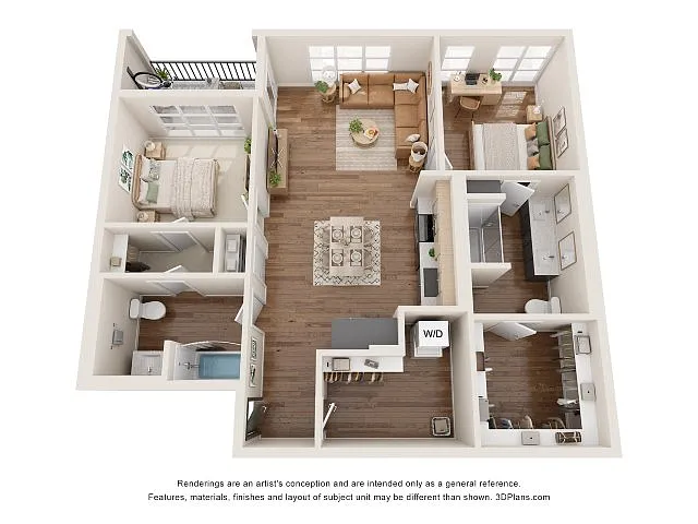 Floor plan 2 Bed - D3