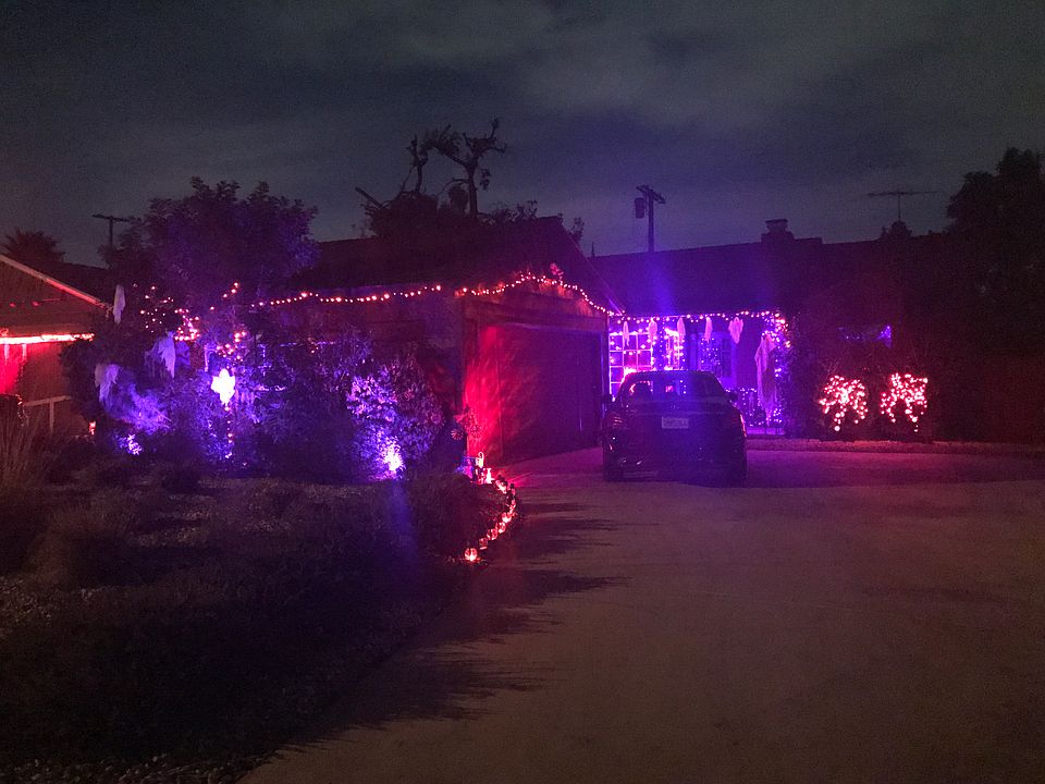 House lit up for Halloween