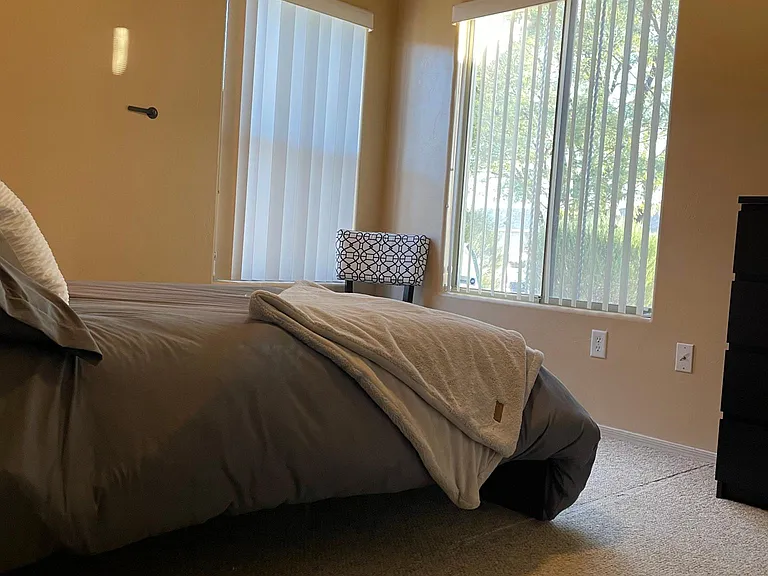 Bedroom two neutral walls And carpet