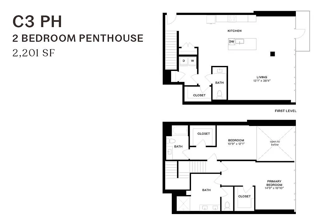 Floor plan Two Bedroom Penthouse C3 PH