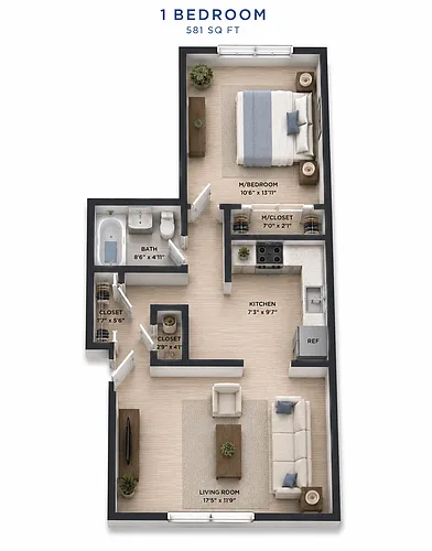 Floor plan 1 Bedroom