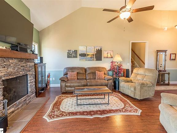Living Room with Stone Fireplace