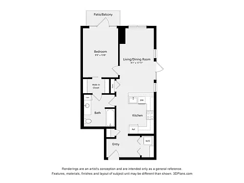Floor plan One Bed One Bath 10