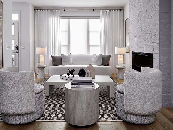 A photo of the great room in the Alder duplex model by Brookfield Residential