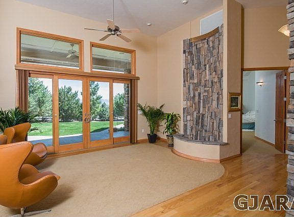 Living room with waterfall