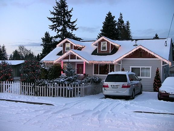 Front of house in snow