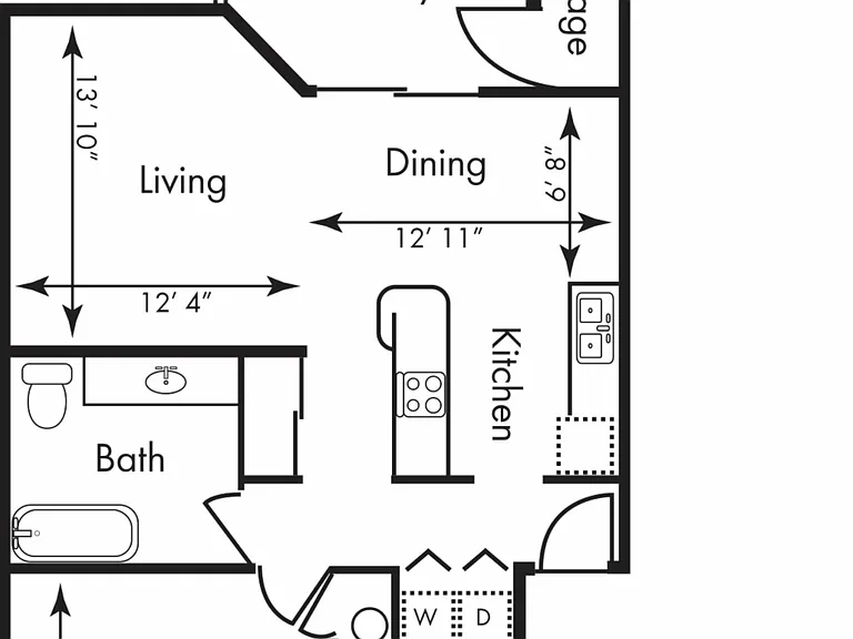 1 bedroom, 1 bath