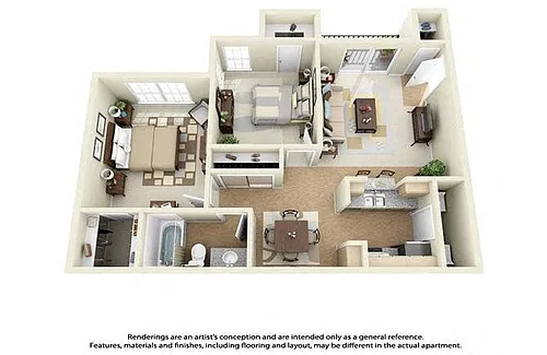 Floor plan 2 Bedroom + 1 Bath