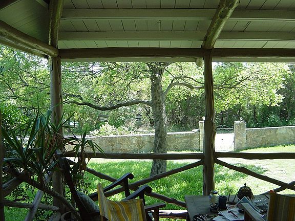 Looking out from the cool porch