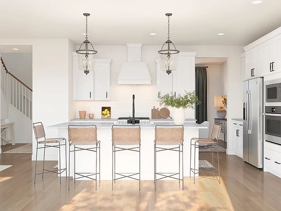 Kitchen with pendant lighting