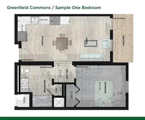 Floor plan 1-Bedroom