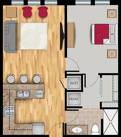 1 Bed, 1 Bath Floor Plan 1 Bed, 1 Bath Floor Plan