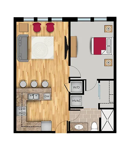 Floor plan 1 Bedroom, 1 Bathroom