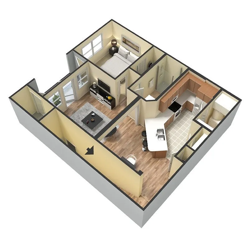 Floor plan One-bedroom One Bath