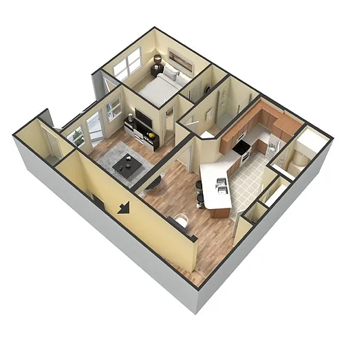 Floor plan One-bedroom One Bath