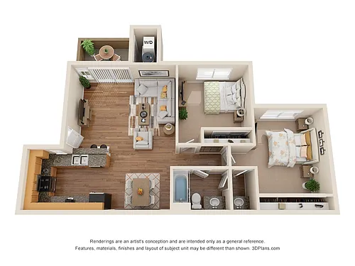 Floor plan 2 Bed / 1 Bath