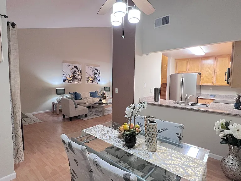 The furnishings shown in the photos are for staging purposes only. Unit is rented unfurnished.