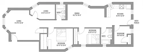 Floor plan 3 Bedroom - 2 Bathroom