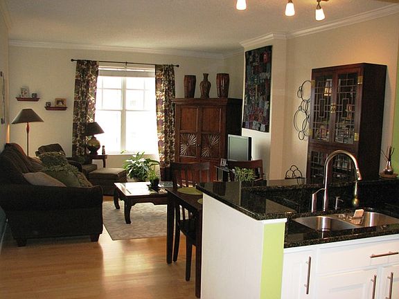 Large bright one bedroom with an open floor plan. Completely updated, maple floors, custom lighting and window treatments through out.