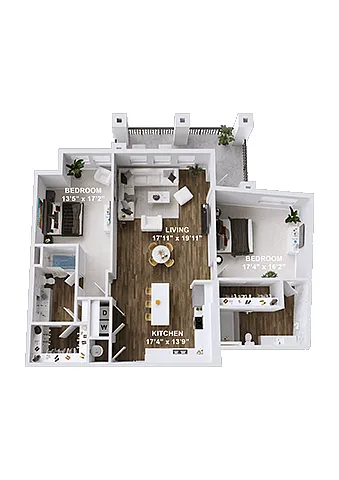 Floor plan 2 Bedroom, 2 Bath B3.1