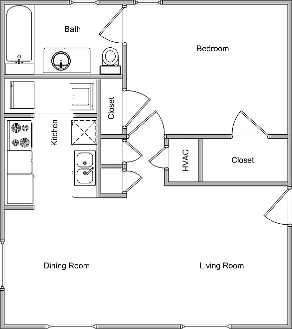 Floor plan 1 BD Market