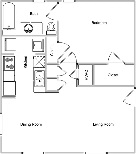Floor plan 1 BD Market