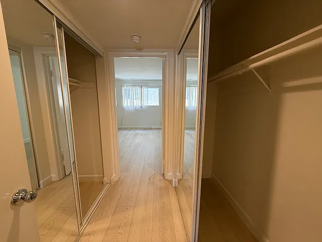 2 closets with mirrored doors in main bedroom