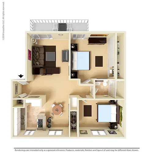 Floor plan Medium 2 Bed 1 Bath