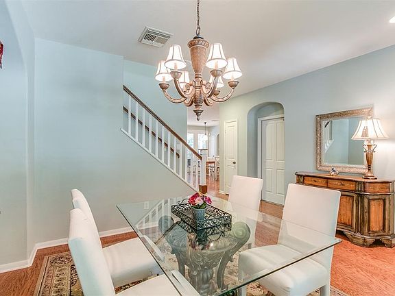 A view from the dining room back towards the rest of the house shows how open the floor plan is. The flow throughout the downstairs is great for entertaining.