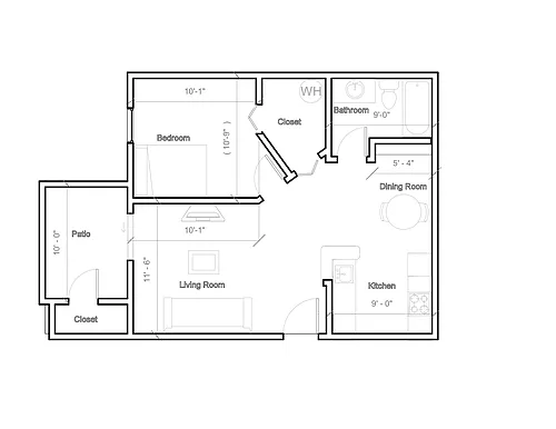 Floor plan 1 Bedroom 1 Bath