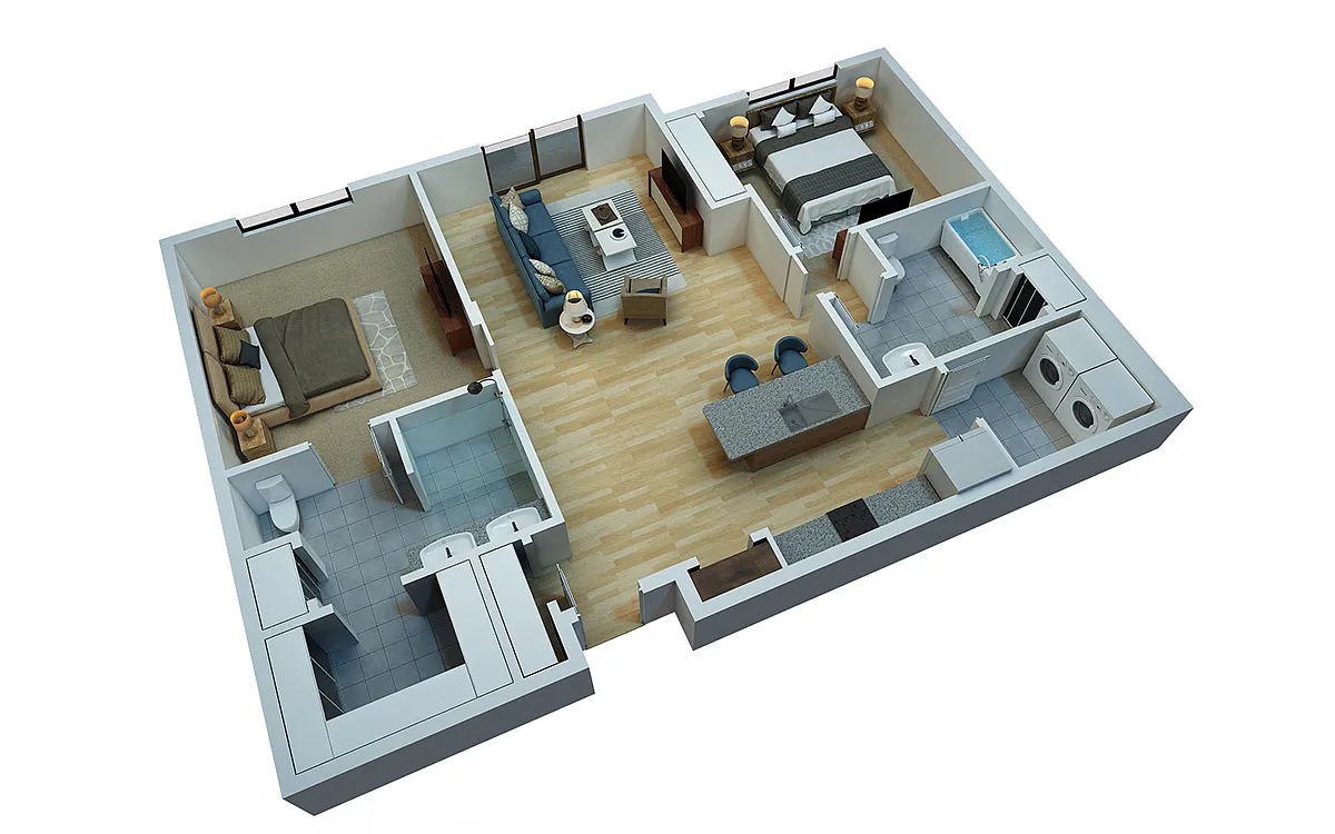 Floor plan 2 Bedroom 2 Bathroom