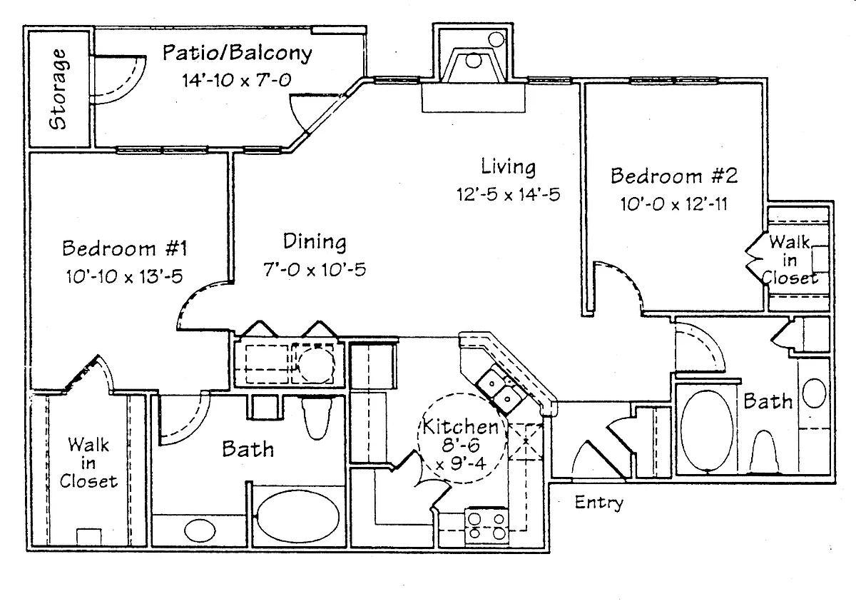 Floor plan 2 Bedroom, 2 Bathroom