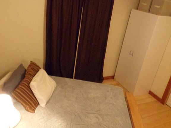 Master bedroom 11' x 12' with two built-in closets and full bath