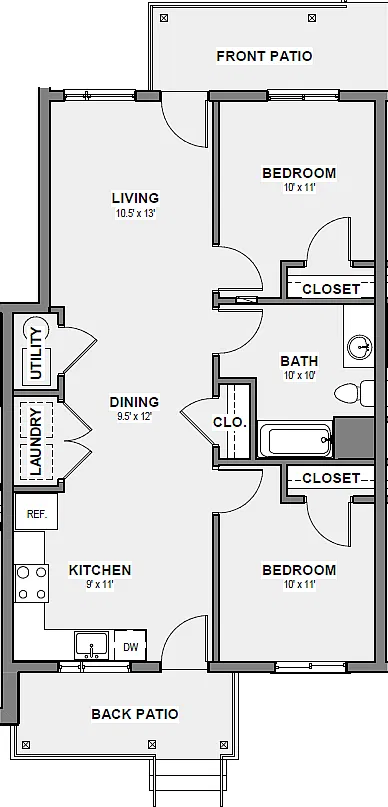 Floor plan 2 Bed 1 Bath 1st Floor