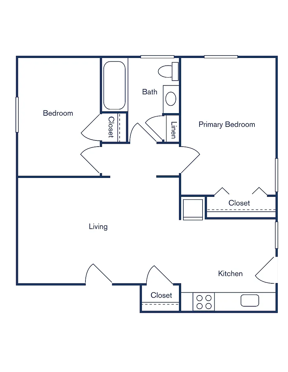 Floor plan 2 Bedroom, 1 Bath Renovation