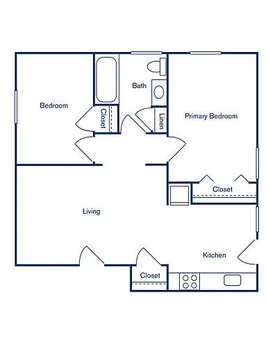Floor plan 2 Bedroom, 1 Bath Renovation