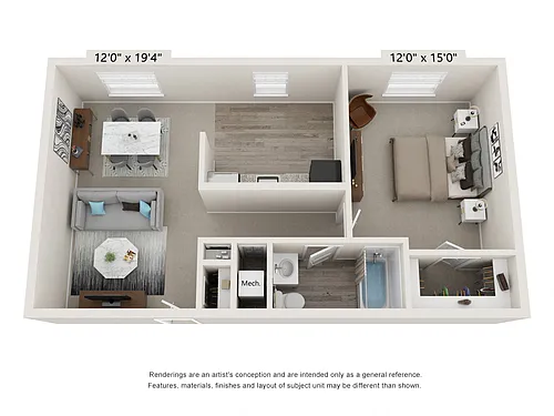Floor plan 1 Bed 1 Bath Medium