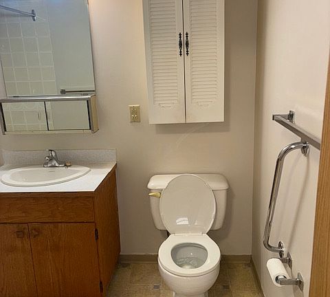 bathroom when you walk in