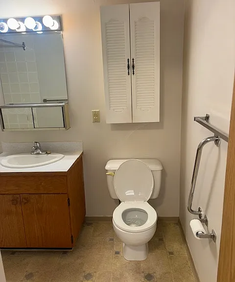 bathroom when you walk in