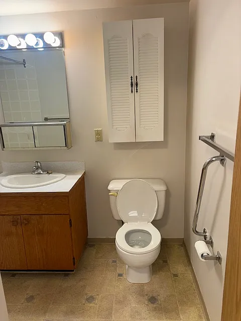 bathroom when you walk in