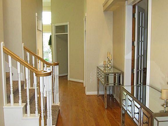 Hardwood floors in the entry, family room and dining room.