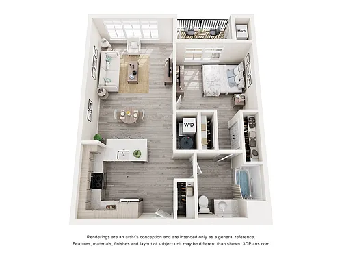 Floor plan ONE BEDROOM (A2)