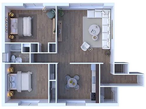 Floor plan 2 BR 1 BTH