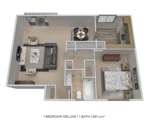 Floor plan One Bedroom - 831 sqft