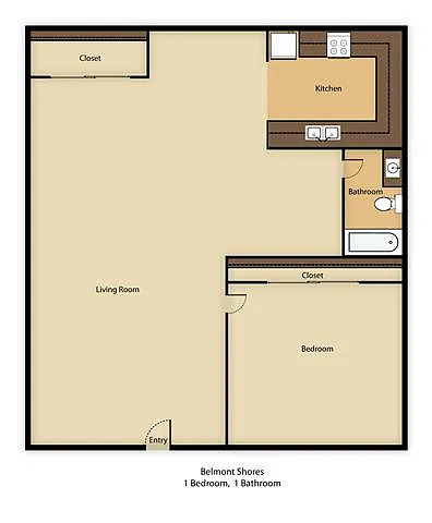 Floor plan 1 Bed 1 Bath