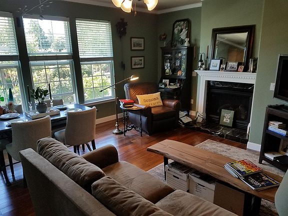 A gas fireplace makes for a cozy setting...